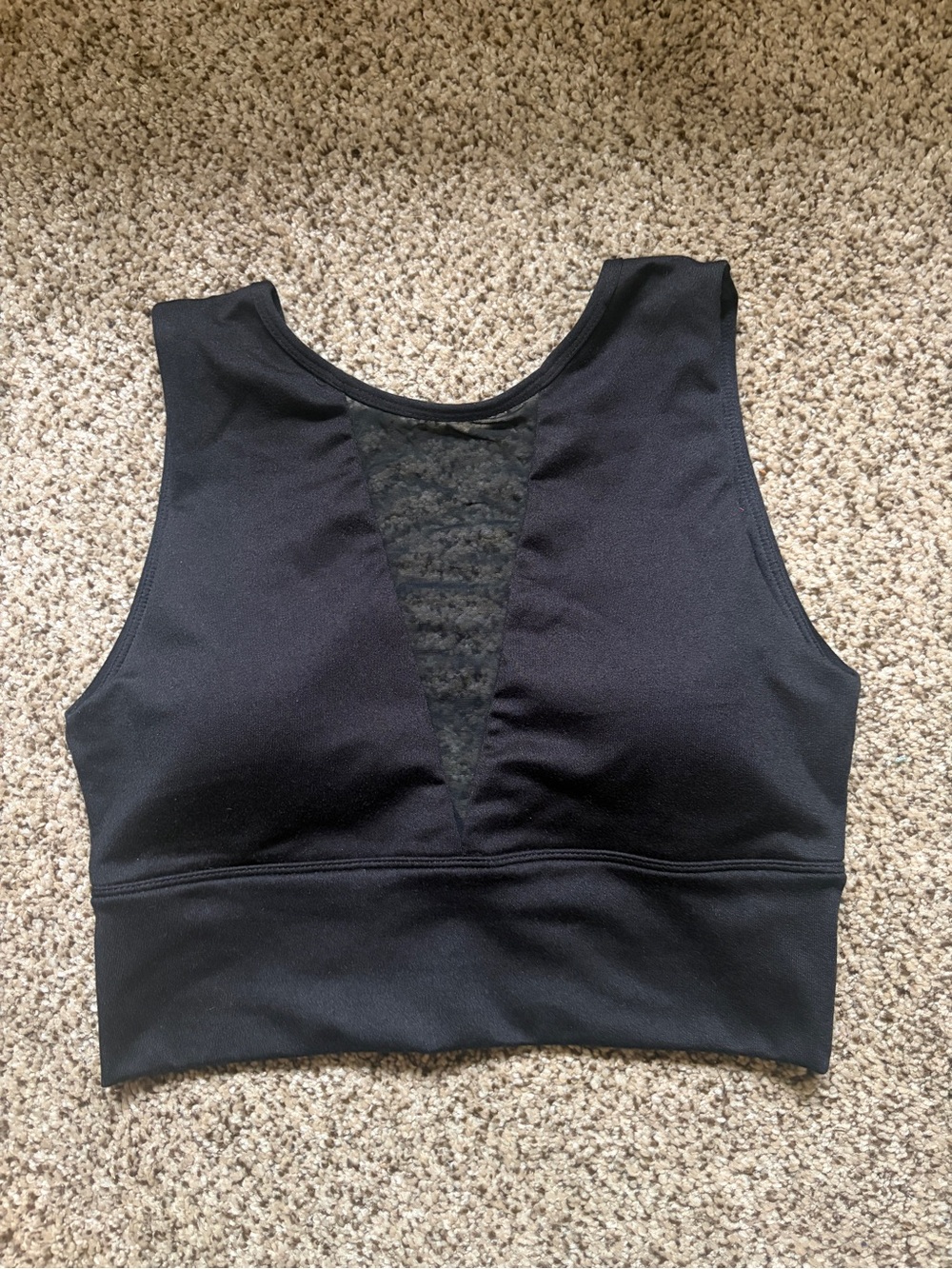 Senita Athletics Black Lace-Trim High-Neck Sports Bra